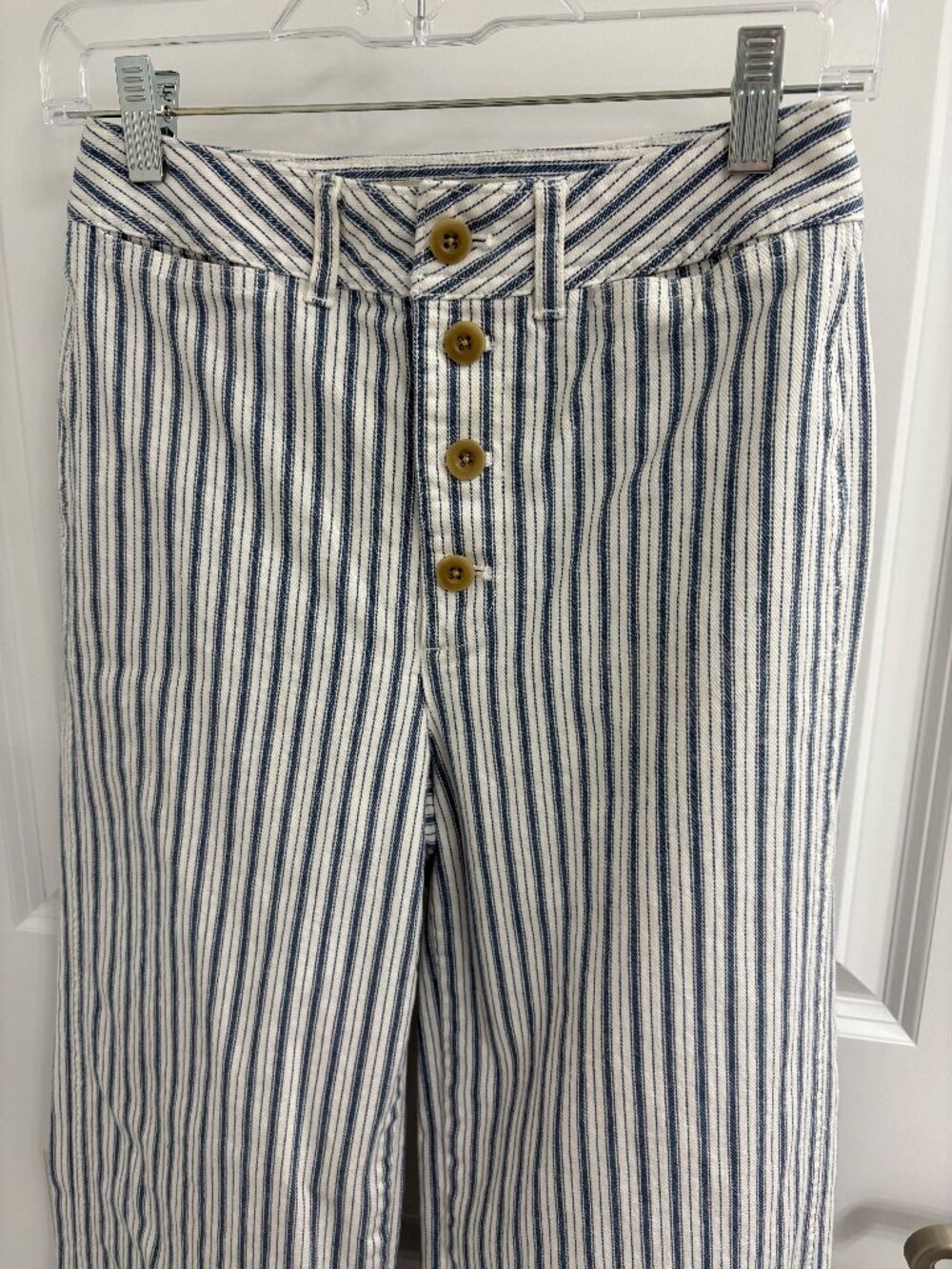 Madewell 27/4/S Wide Leg High Waist Jeans Blue & Off White Stripes